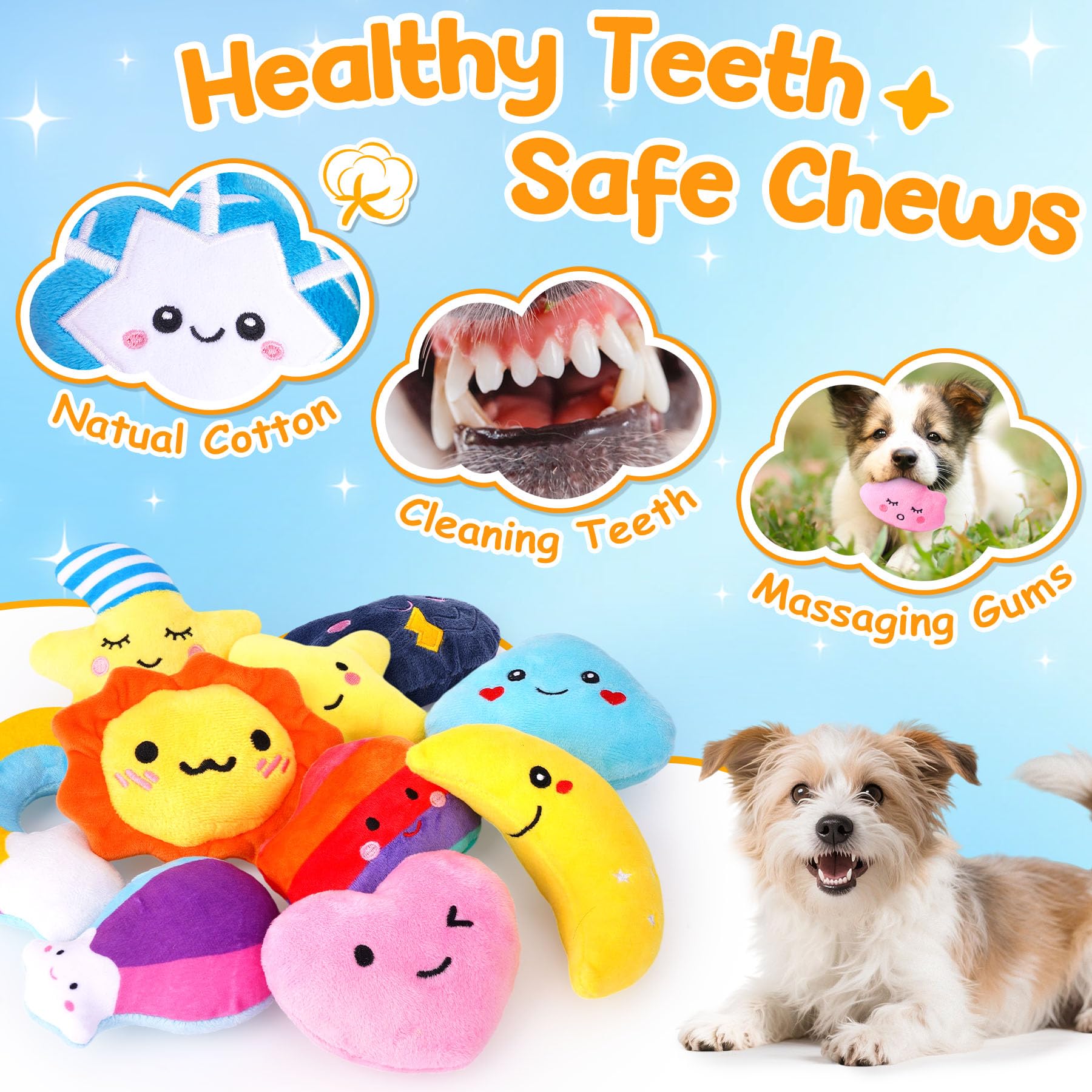 QTwoof weather clouds plush squeaky toy adds cozy comfort to fetch.