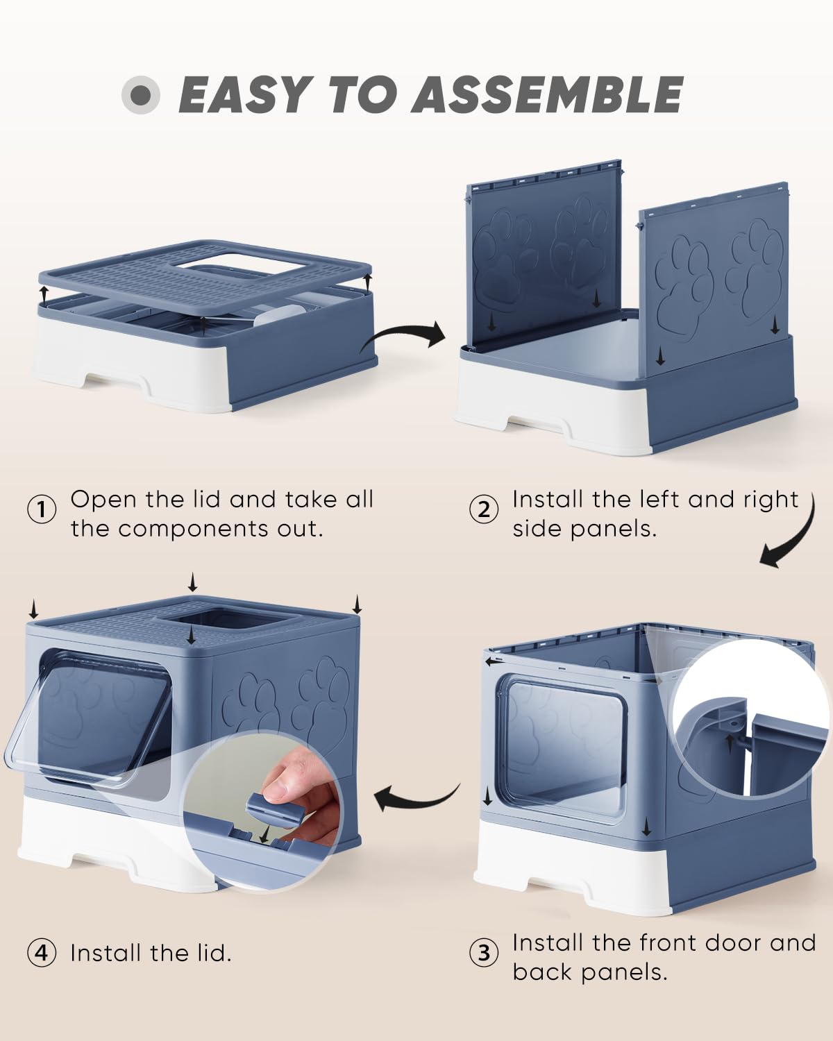 Qualasision odor-control enclosure minimizes smells while keeping litter contained.
