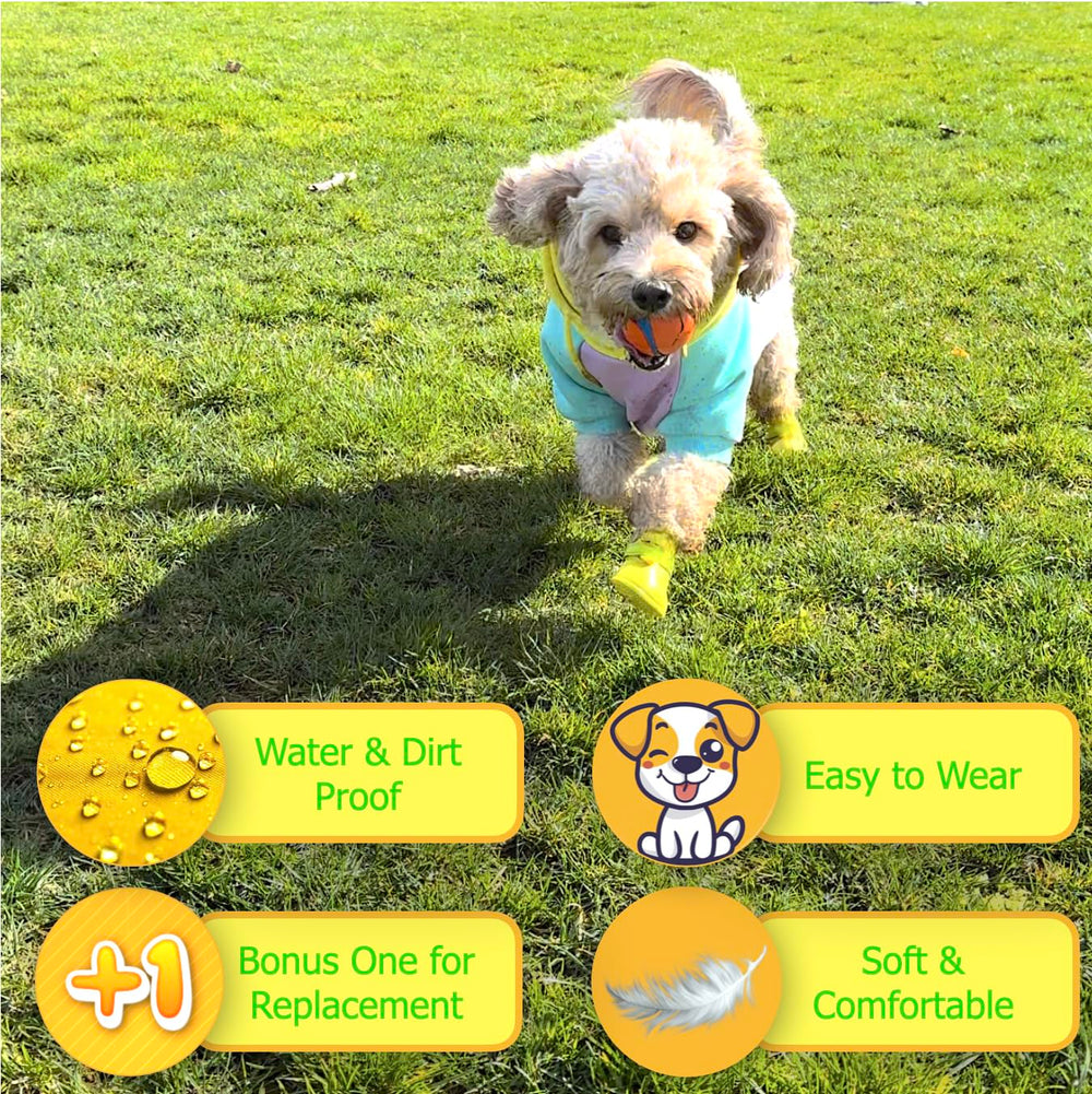 Quality Life Hack dog boots yellow close-up showing soft silicone texture for comfort