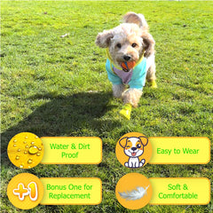 Quality Life Hack yellow dog boots waterproof material keeps paws dry on wet trails.