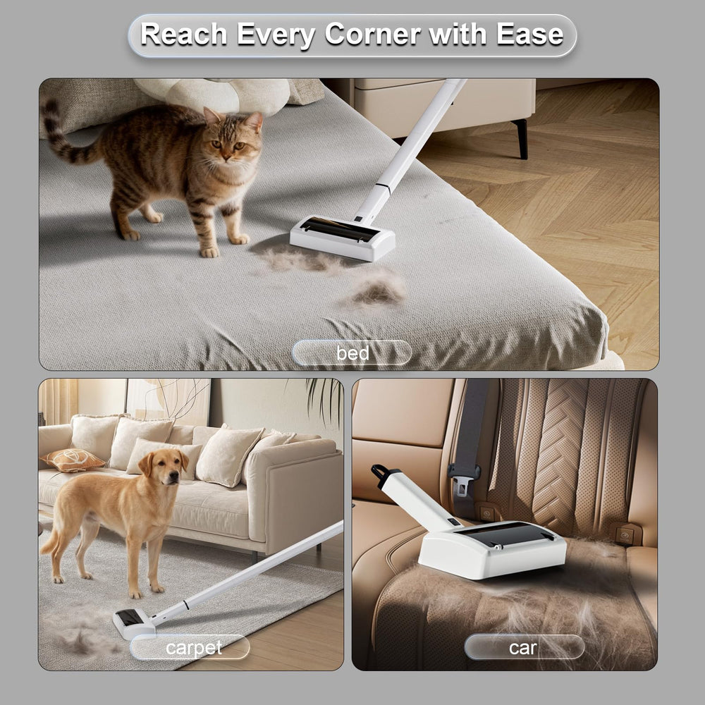 Quamkar Electric Carpet Rake provides a reusable alternative to disposable lint-roller sheets.