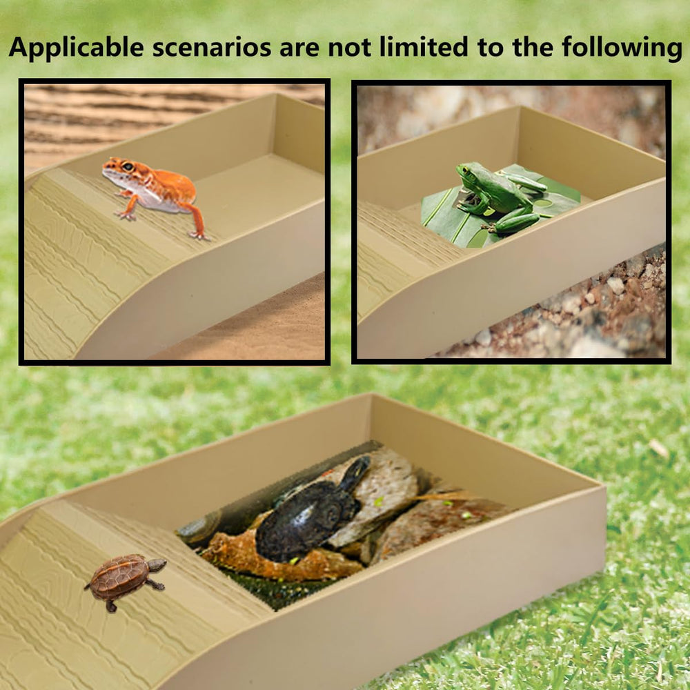 Quaocens rectangle turtle bathing dish creates a natural bathing area.