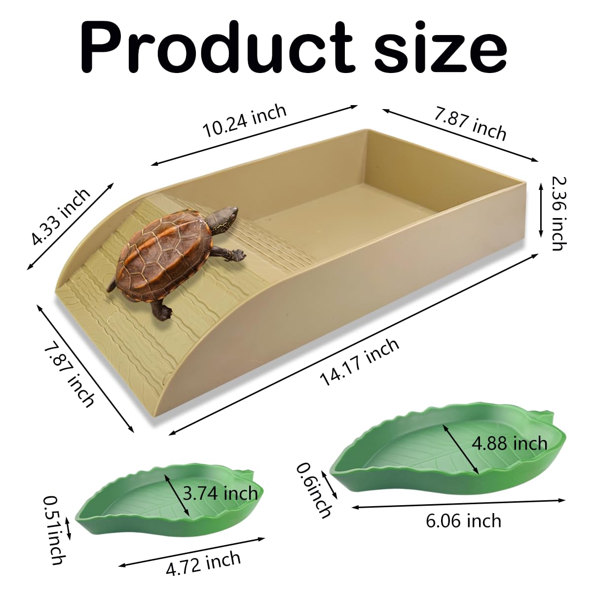 Quaocens tortoise water dish ramp-anti-skid features helps turtles climb without slips.