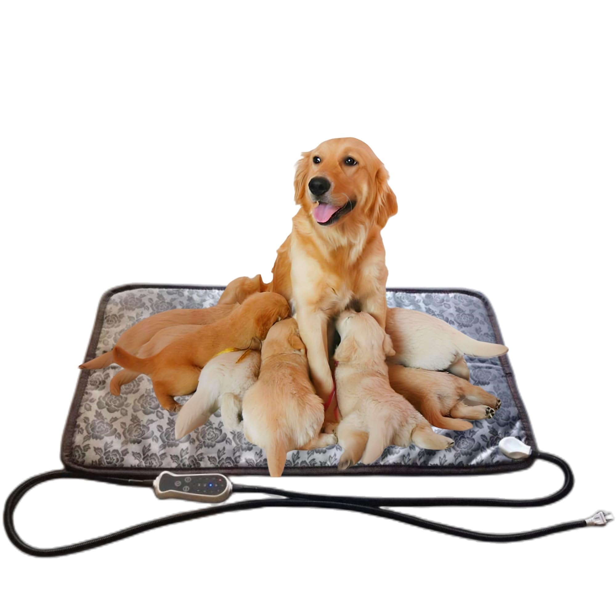 QUASILOVE puppy heating pad with digital display offers adjustable warmth for puppies.