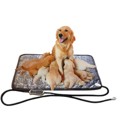 QUASILOVE puppy heating pad with digital display offers adjustable warmth for puppies.