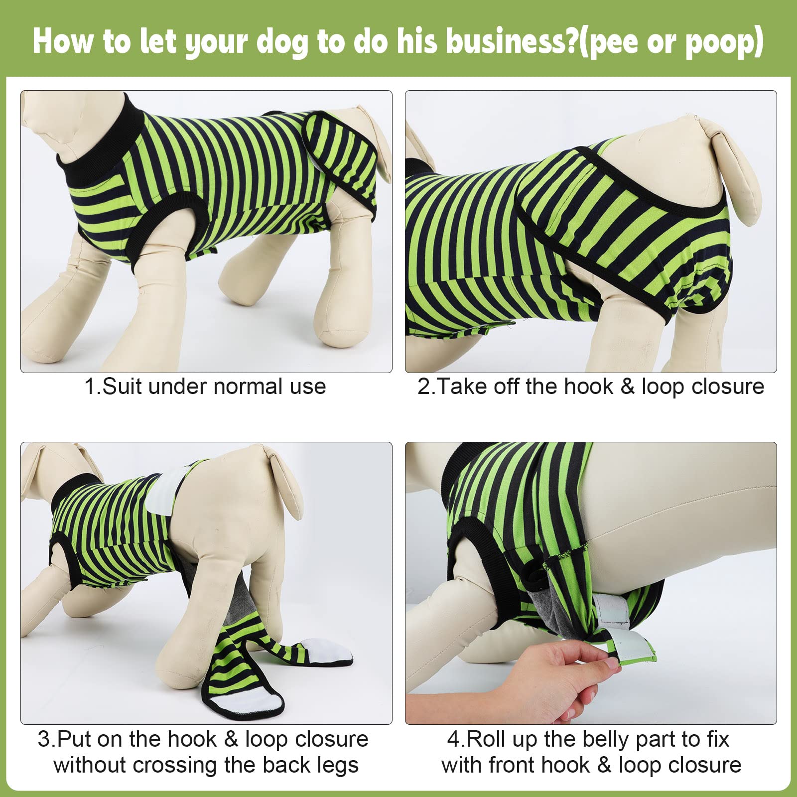 QUEARN dog recovery suit roll-up design highlights easy bathroom breaks