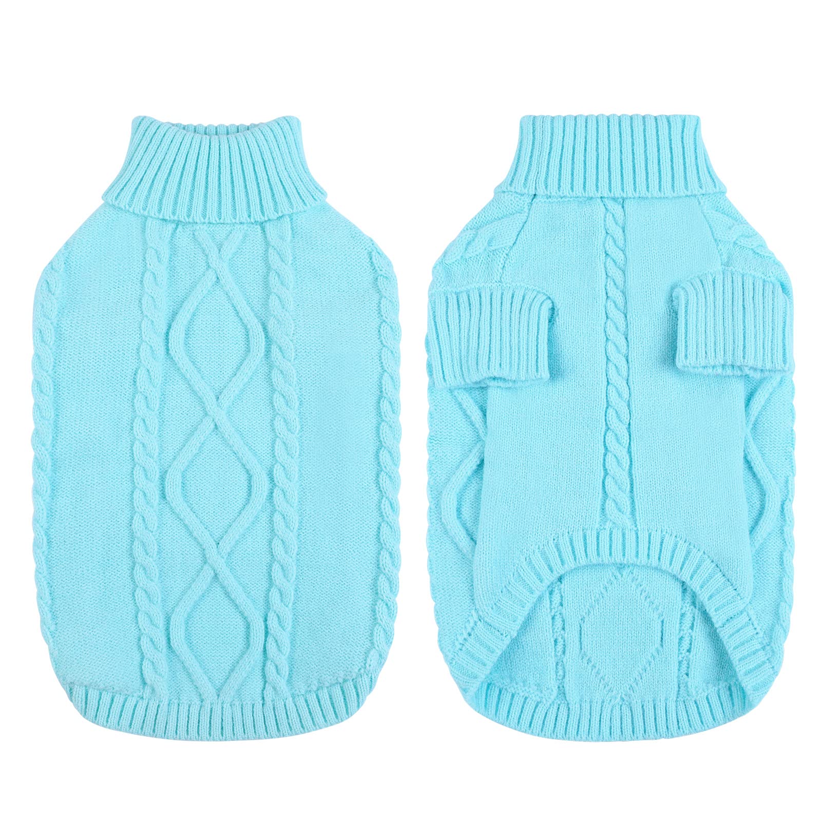 Queenmore cable-knit dog sweater close-up shows soft knit texture for comfort