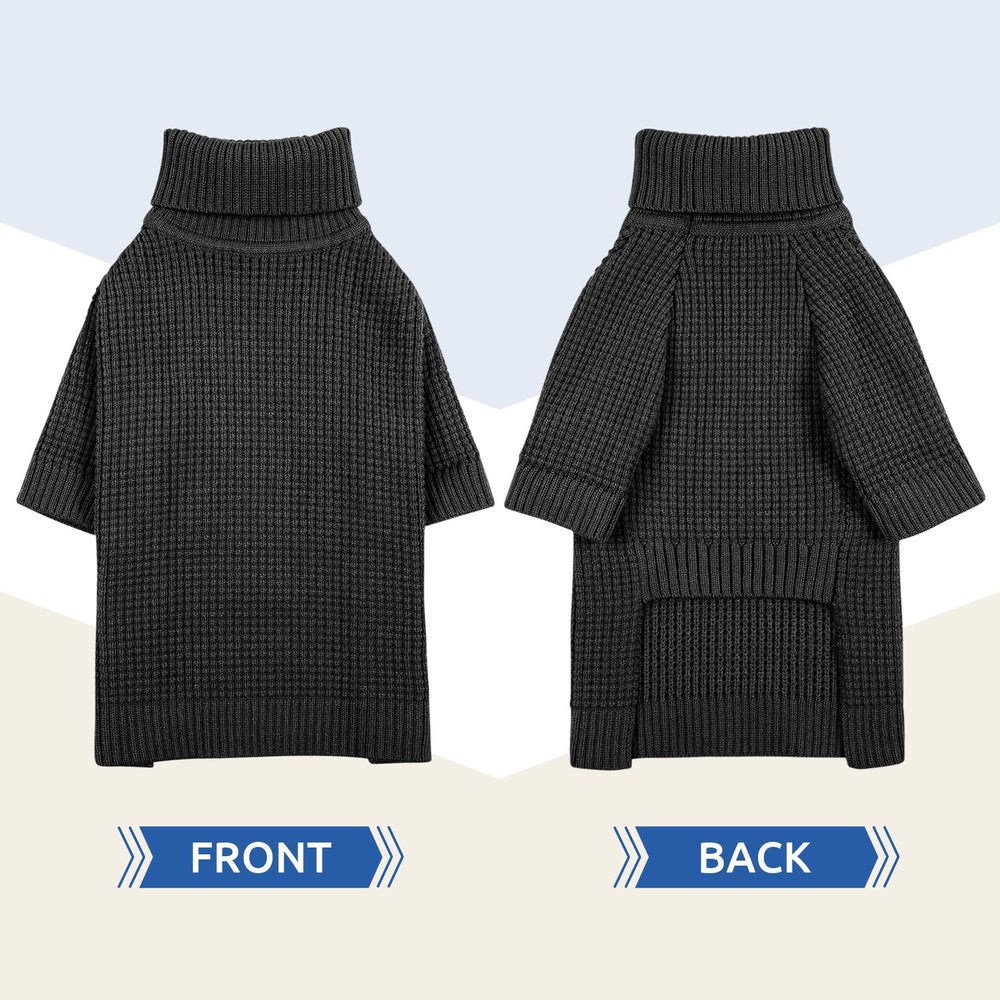 Queenmore charcoal-gray pet sweater ideal for autumn and winter outings.