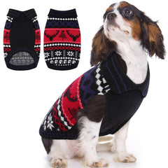 Queenmore Christmas dog sweater with lapel design keeps pets warm and stylish.