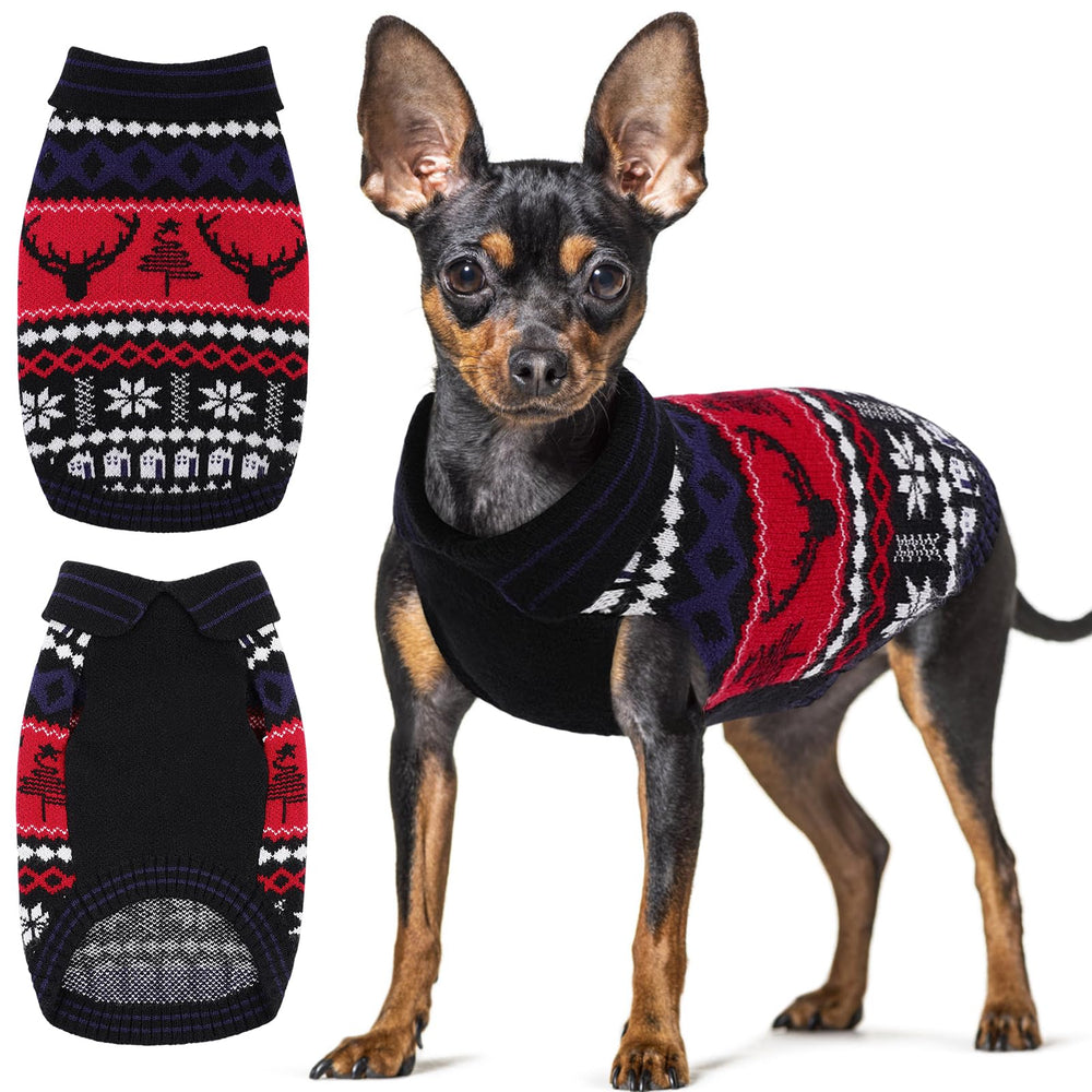 Queenmore Christmas dog sweater in soft fabric keeps small dogs warm and comfy.