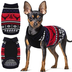 Queenmore Christmas dog sweater in soft fabric keeps small dogs warm and comfy.