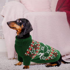 Queenmore dog Christmas sweater full-coverage design wraps neck to belly warmly.