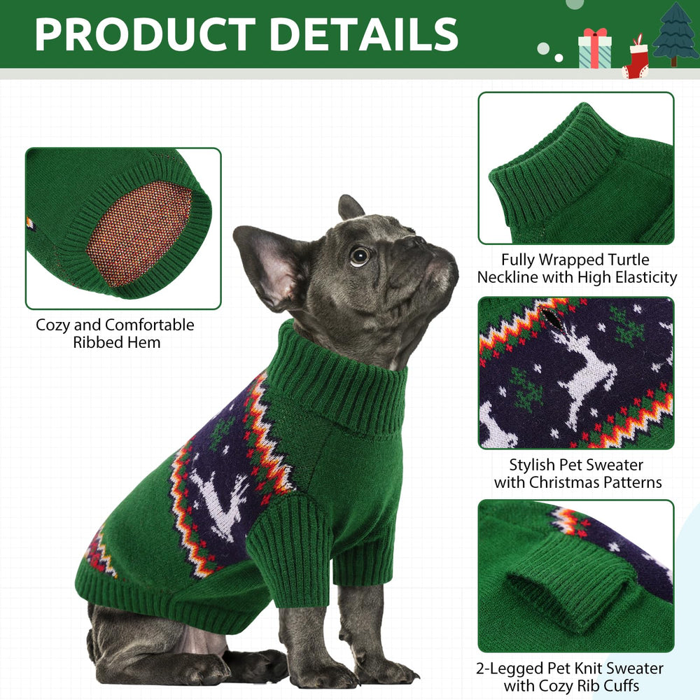 Queenmore dog Christmas sweater includes a high collar for added neck warmth.