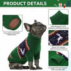 Queenmore dog Christmas sweater includes a high collar for added neck warmth.