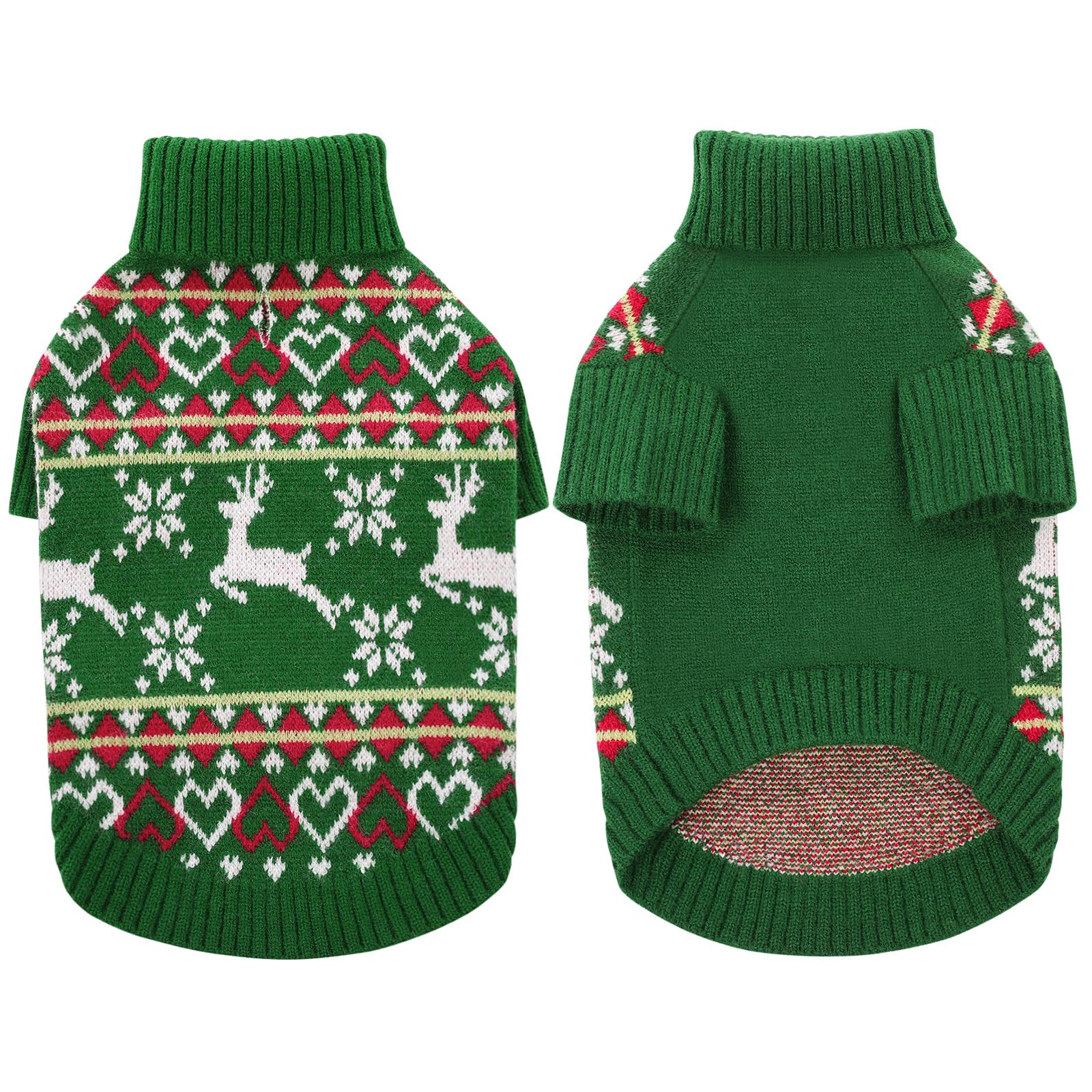 Queenmore dog Christmas sweater on dog in festive setting for party-ready paws.