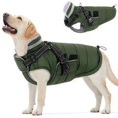 Queenmore dog coat harness-built-in waterproof for winter rain and snow