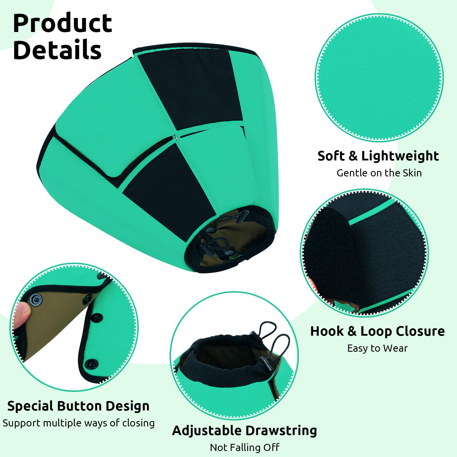 Queenmore dog cone adjustable closure for quick, secure fit.