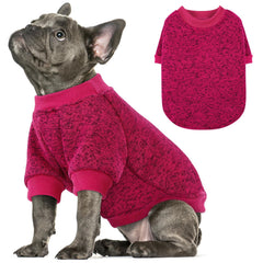 Queenmore dog fleece sweater front view red keeps small dogs warm and stylish