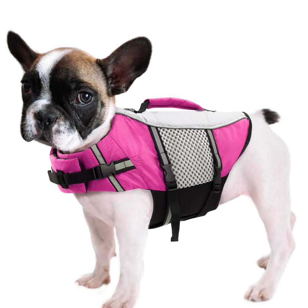 Queenmore dog life jacket pink front view supports swimming safety during trips