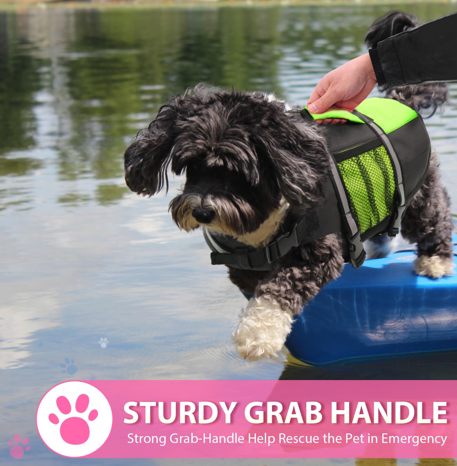 Queenmore life jacket reflective straps improve visibility in low light conditions.
