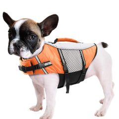 Queenmore dog lifejacket orange back view keeps your pup buoyant and highly visible