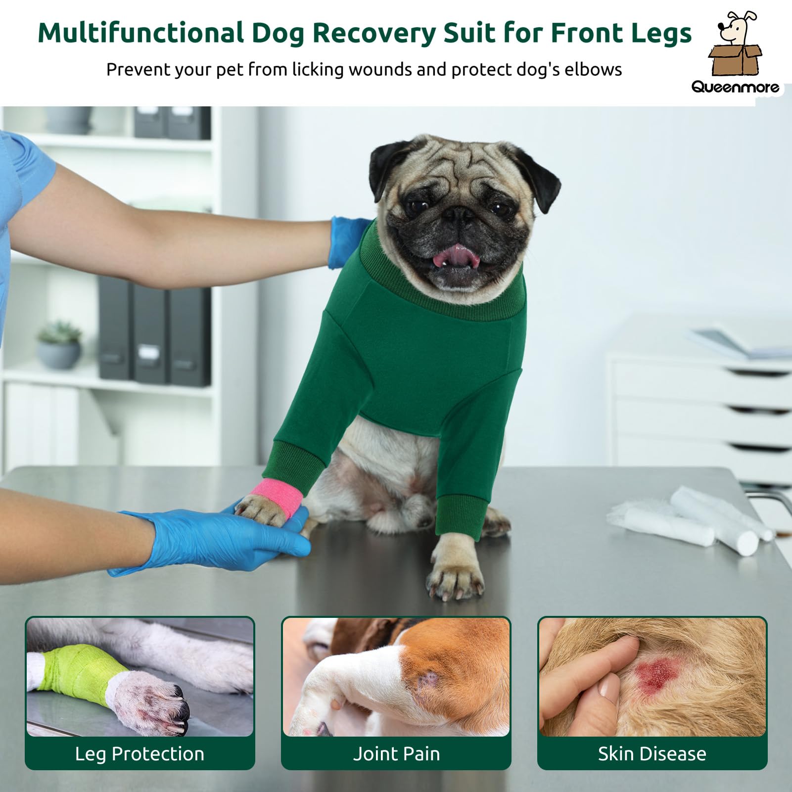 Queenmore dog recovery-suit-wound-protection provides reliable protection against irritation.