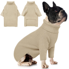 Queenmore dog sweater apricot XS front view with cozy turtleneck warmth