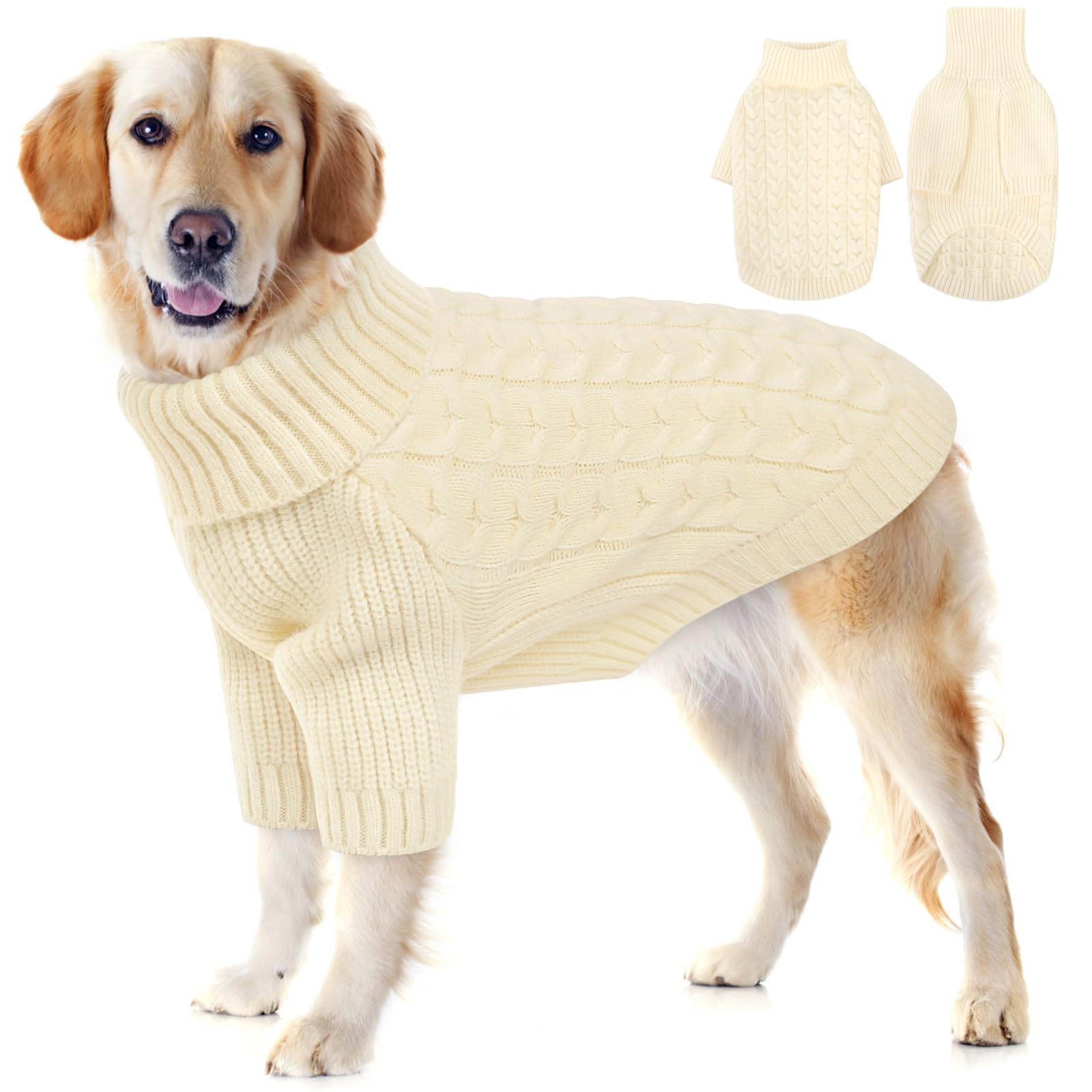 Queenmore dog sweater closeup-knit highlights soft fleece texture.