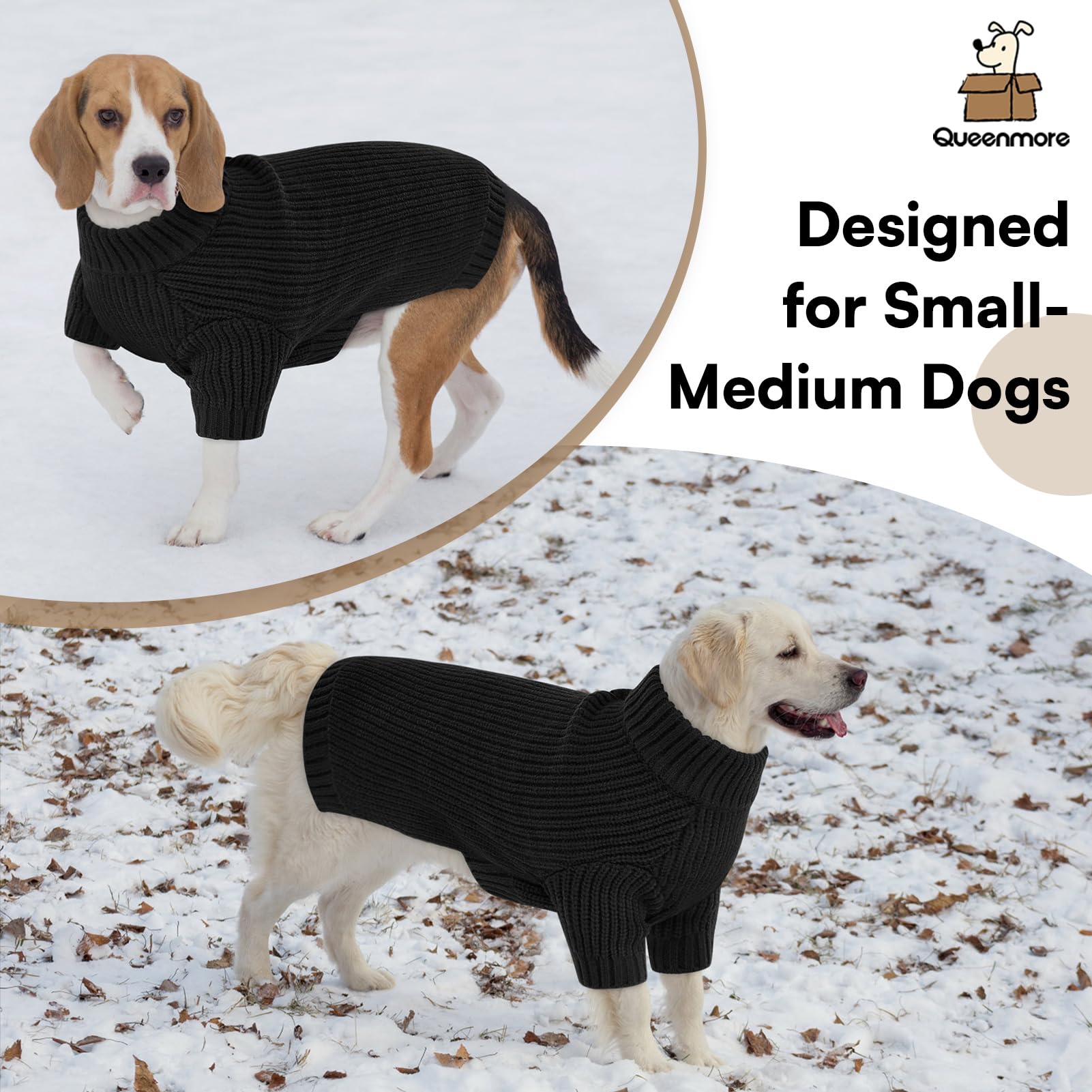 Queenmore dog sweater easy pullover design speeds dressing and undressing.