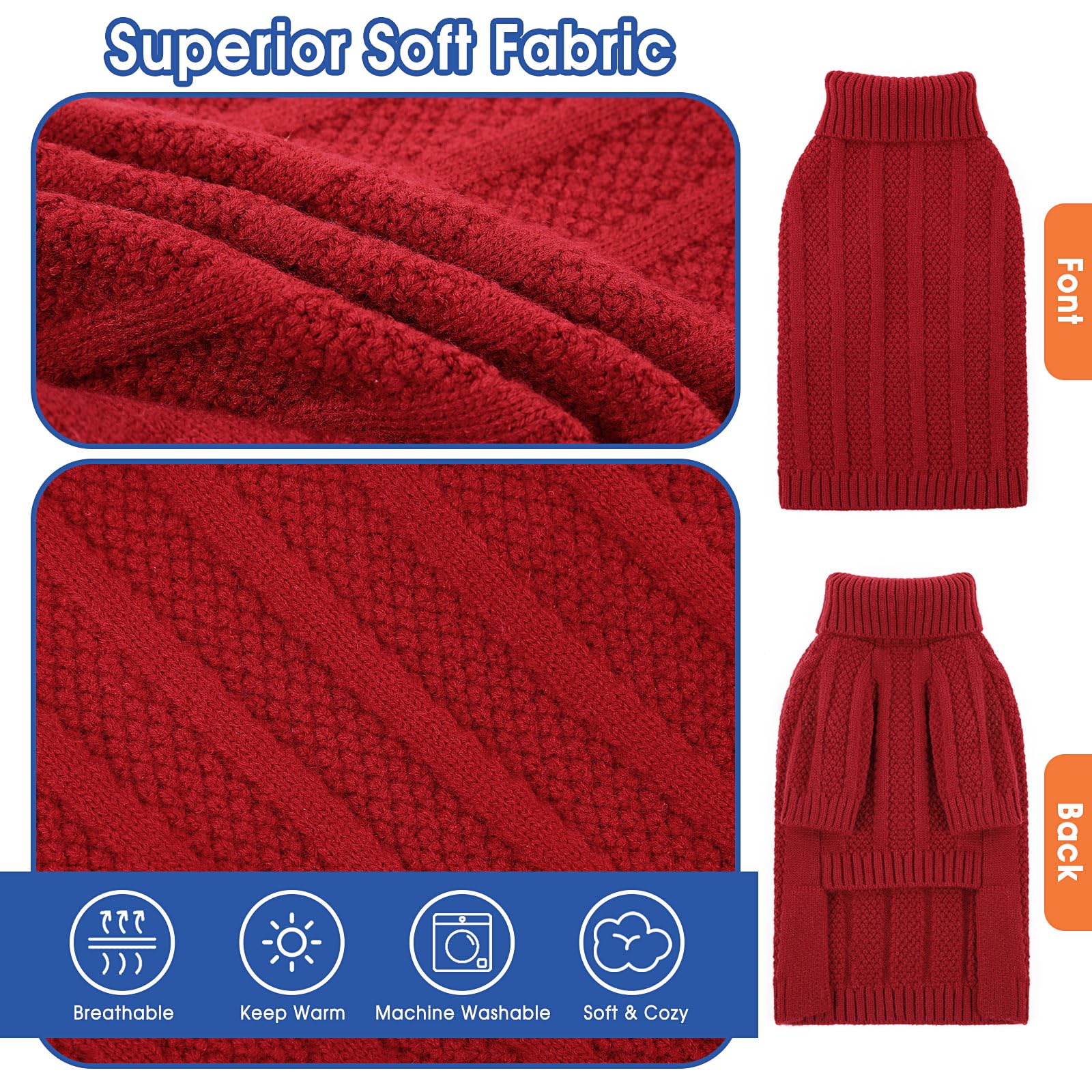 Queenmore dog sweater full belly wrap provides extra warmth and abdomen coverage.