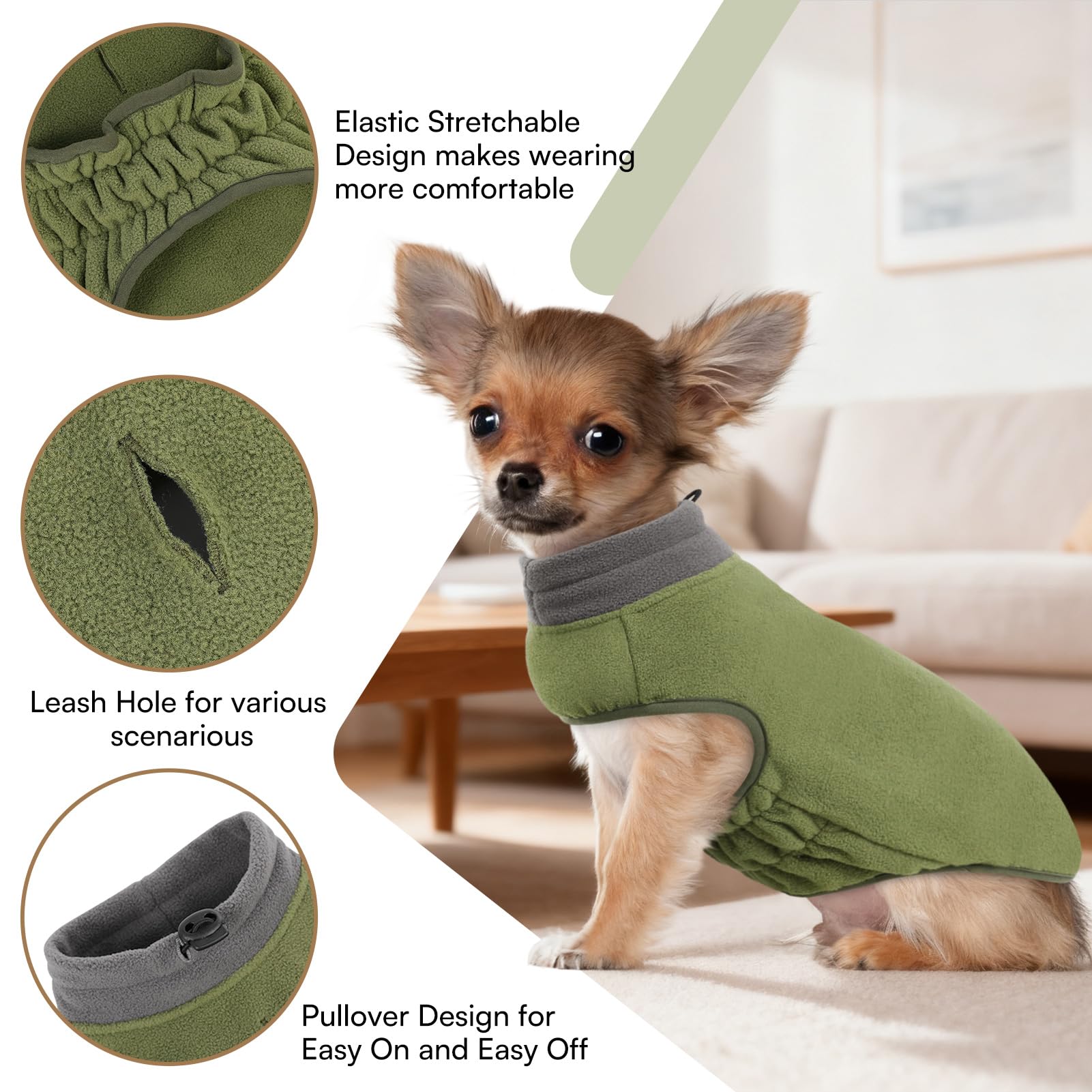 Queenmore Dog Sweater shows back leash opening for easy leash attachment.
