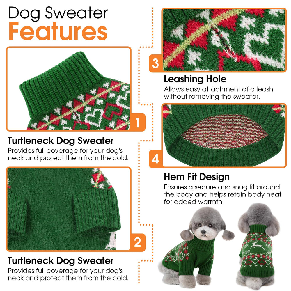 Queenmore dog sweater with leash hole enables easy outdoor walks while wearing a pullover.