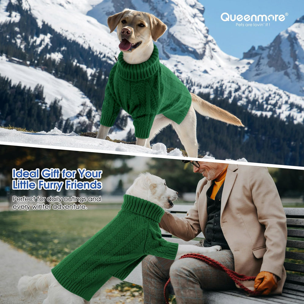 Queenmore green holiday style sweater for festive photos and events