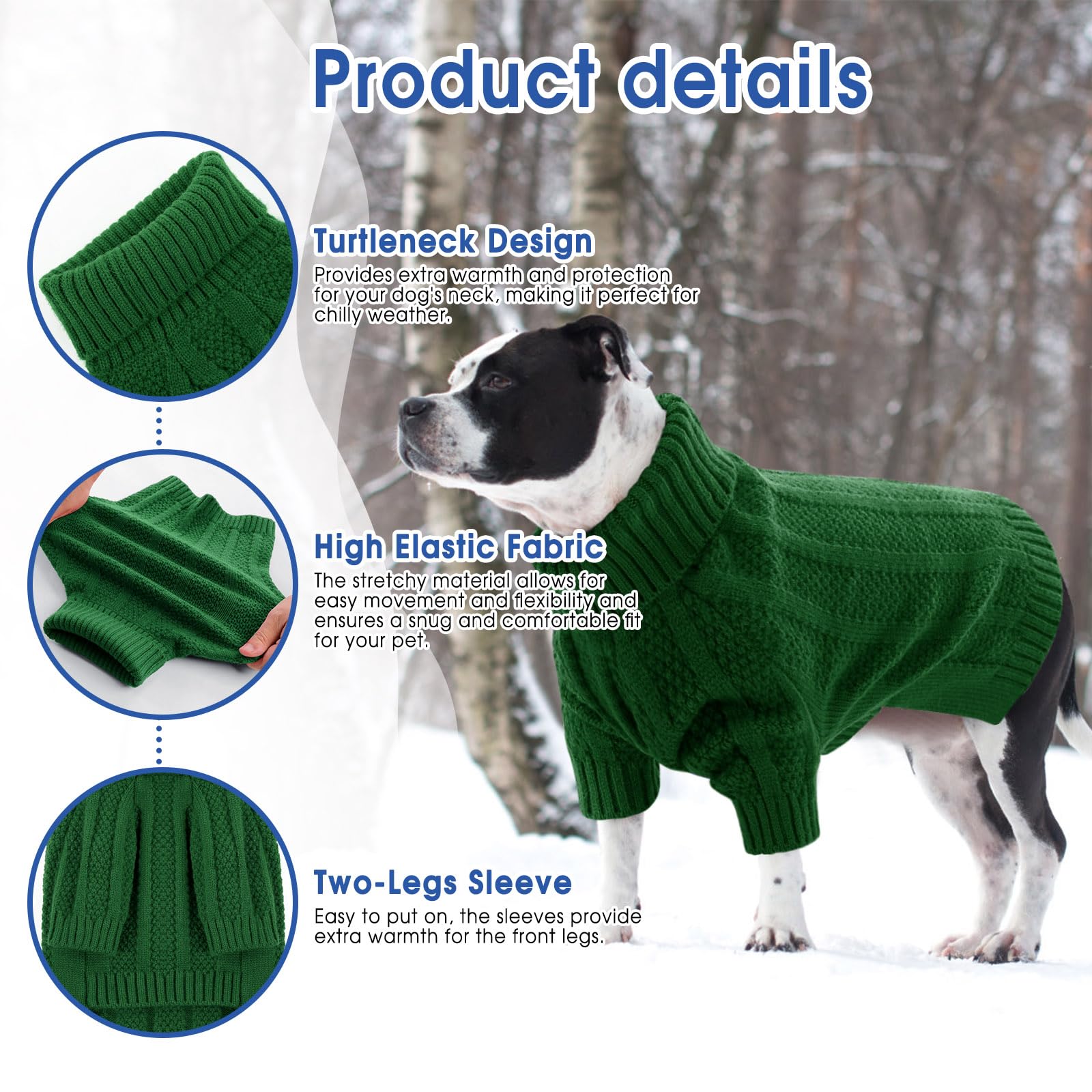 Queenmore dog sweater in outdoor shot demonstrates indoor outdoor wear versatility