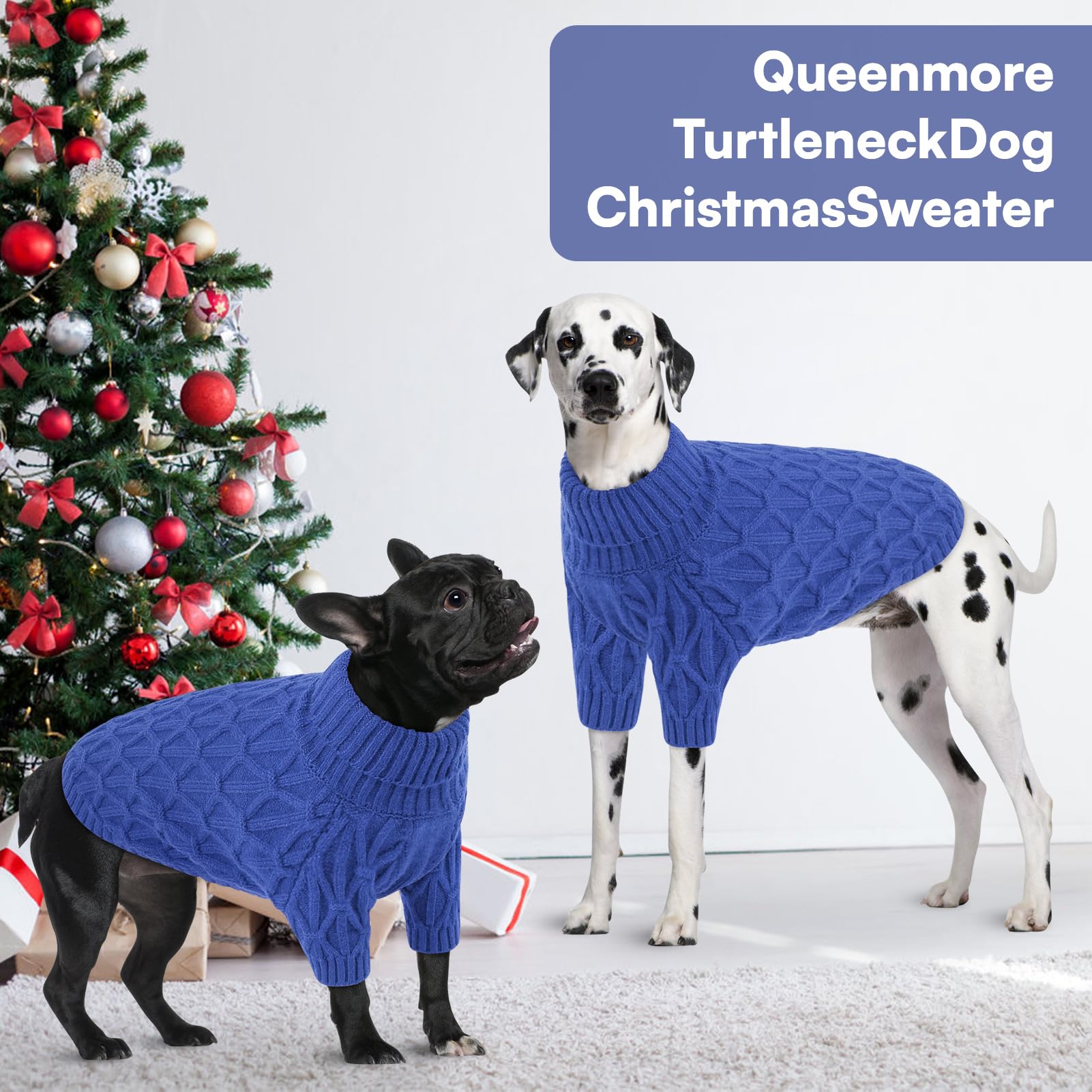 Queenmore dog sweater outdoors during winter walk provides light breathable insulation