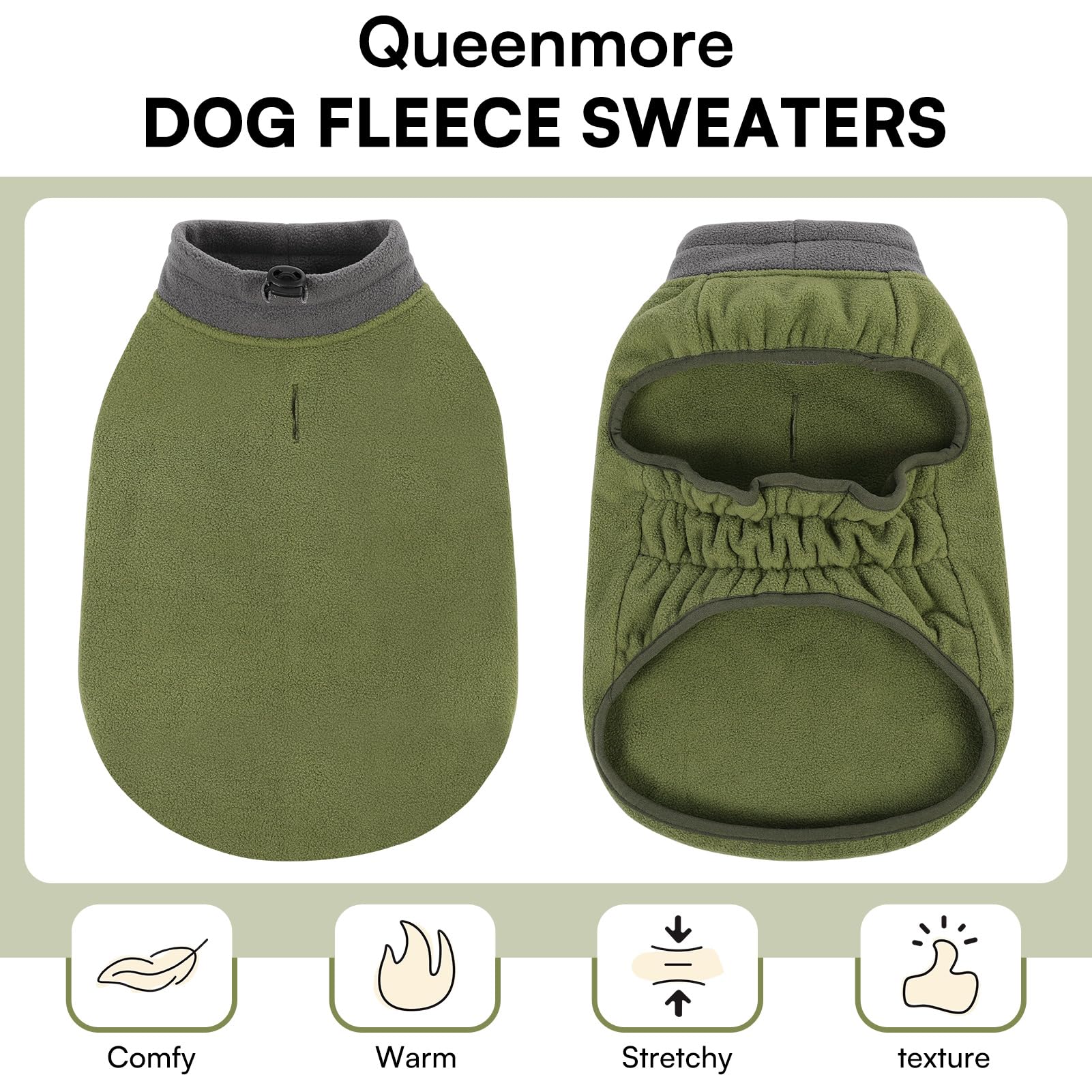 Queenmore Dog Sweater pull-over design makes dressing quick and simple.
