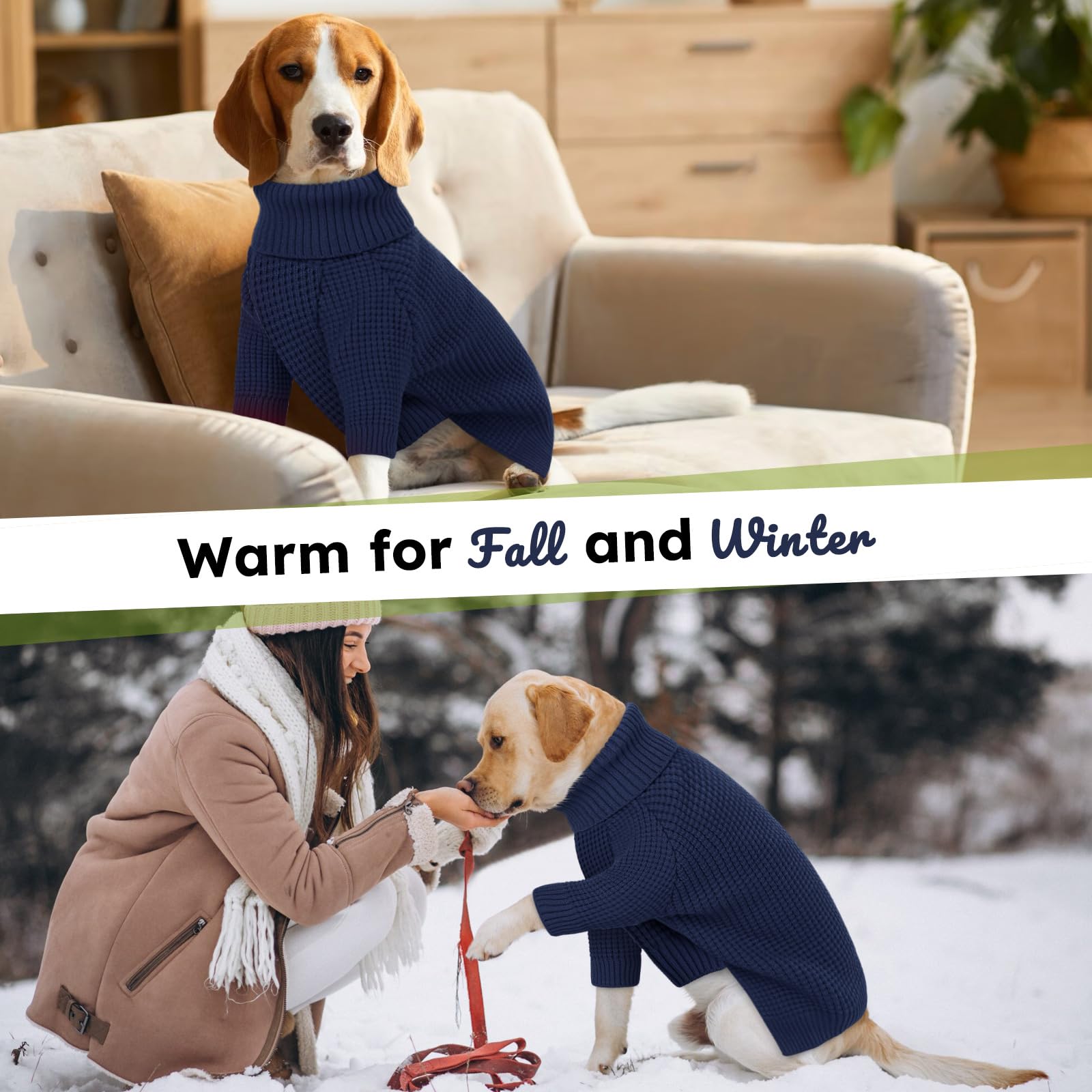 Queenmore dog sweater pullover easy-on design for quick dressing and potty breaks