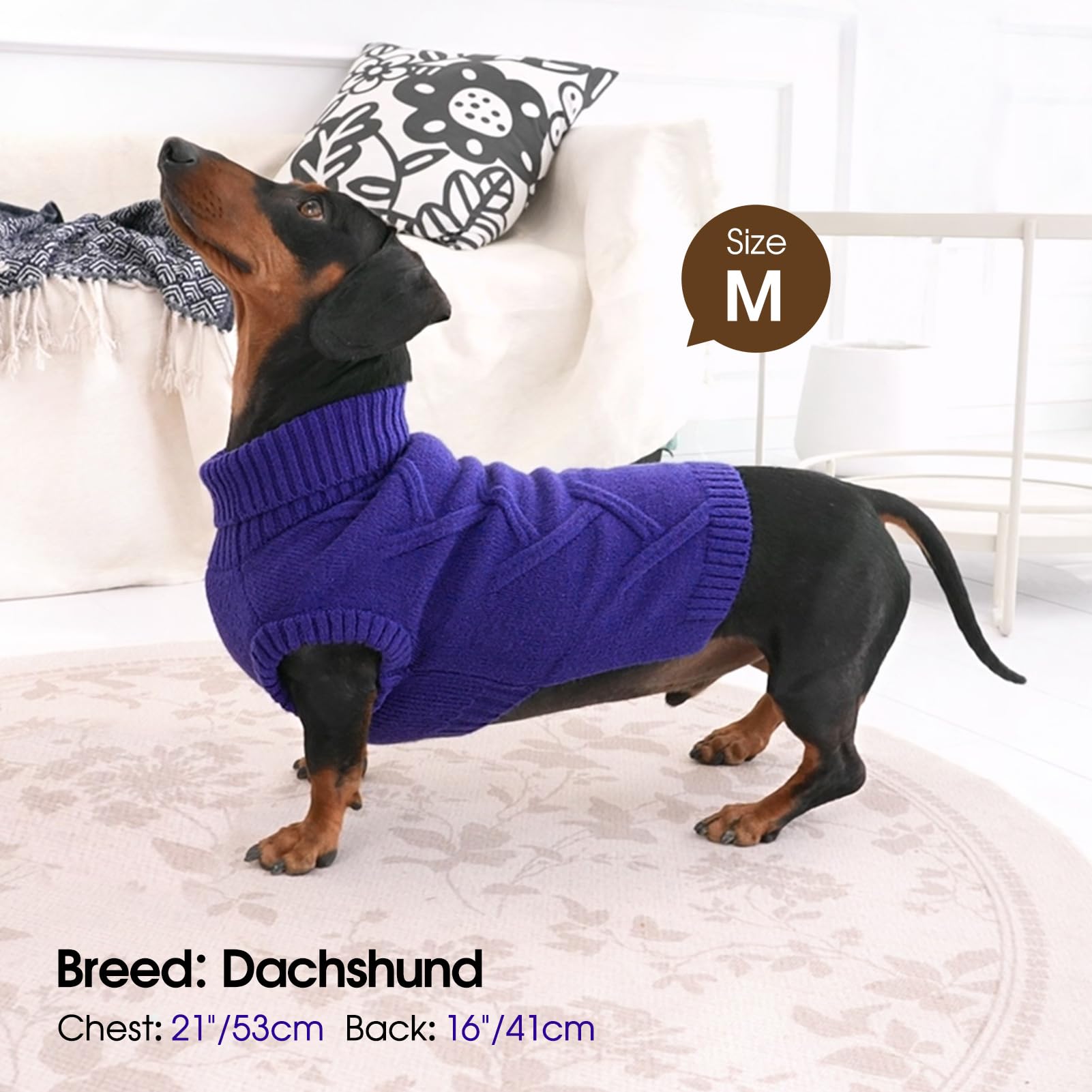Queenmore warm pullover dog sweater quick on-off for easy dressing.