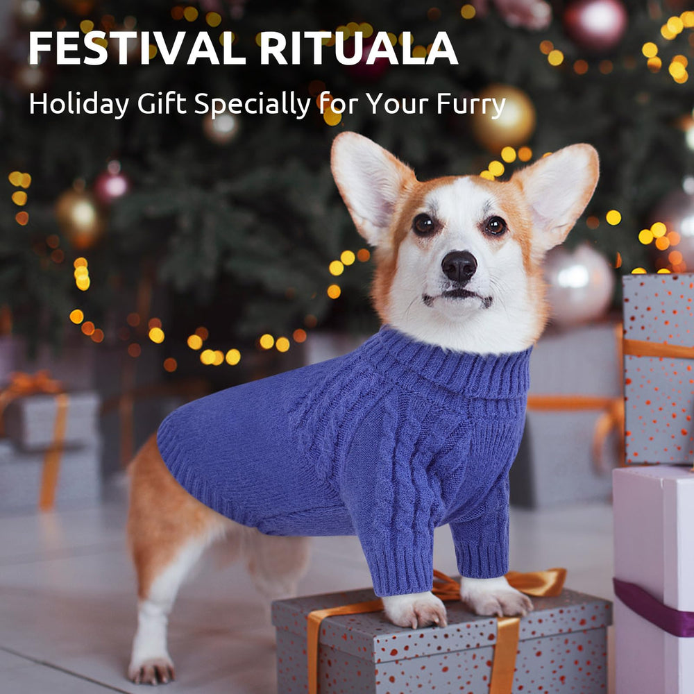Queenmore dog sweater size-guide measure chest girth and back length for proper fit.