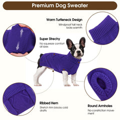 Queenmore dog sweater sleeveless turtleneck closeup showcasing quick on-off pullover design.