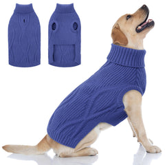 Queenmore XL royal blue dog sweater front view for chilly winter walks