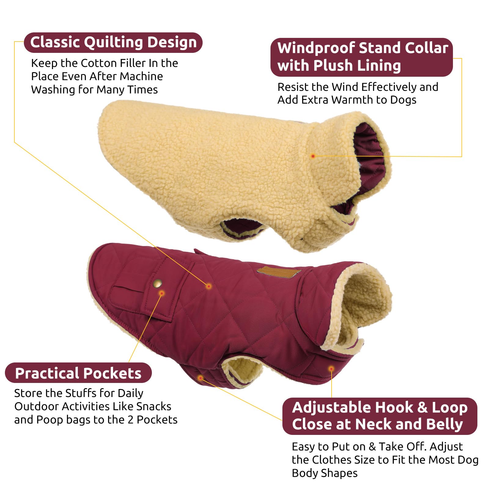 Queenmore dog winter coat back pocket detail for storing snacks
