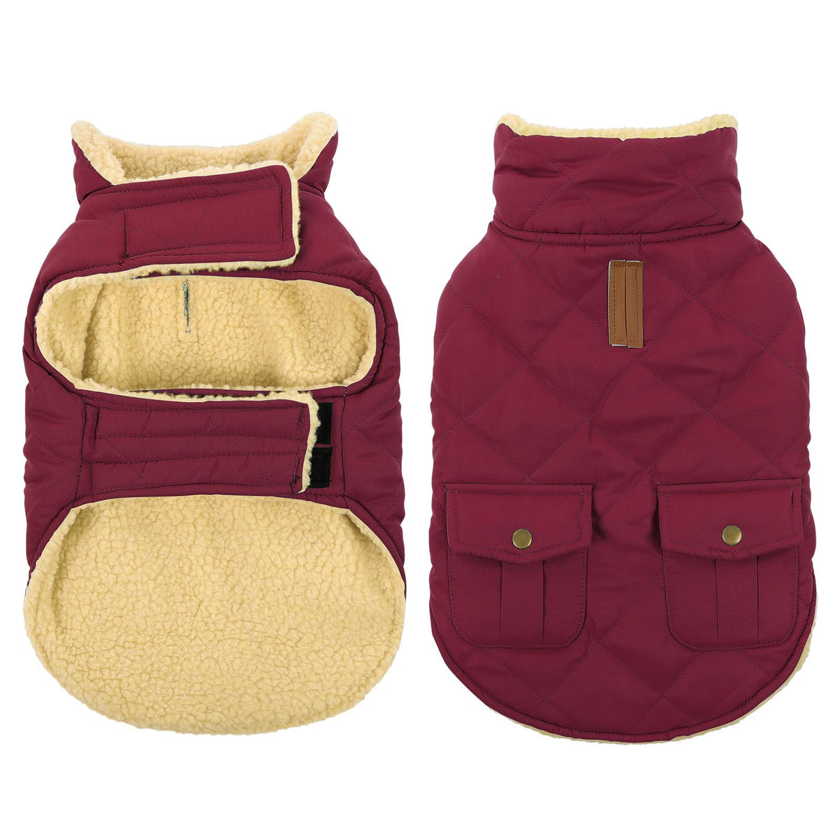 Queenmore dog winter coat front view with warm windproof shell