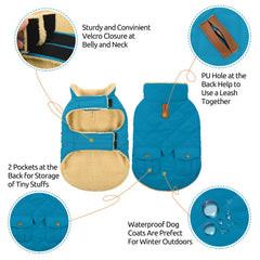Queenmore dog winter coat leash hole design for close walks