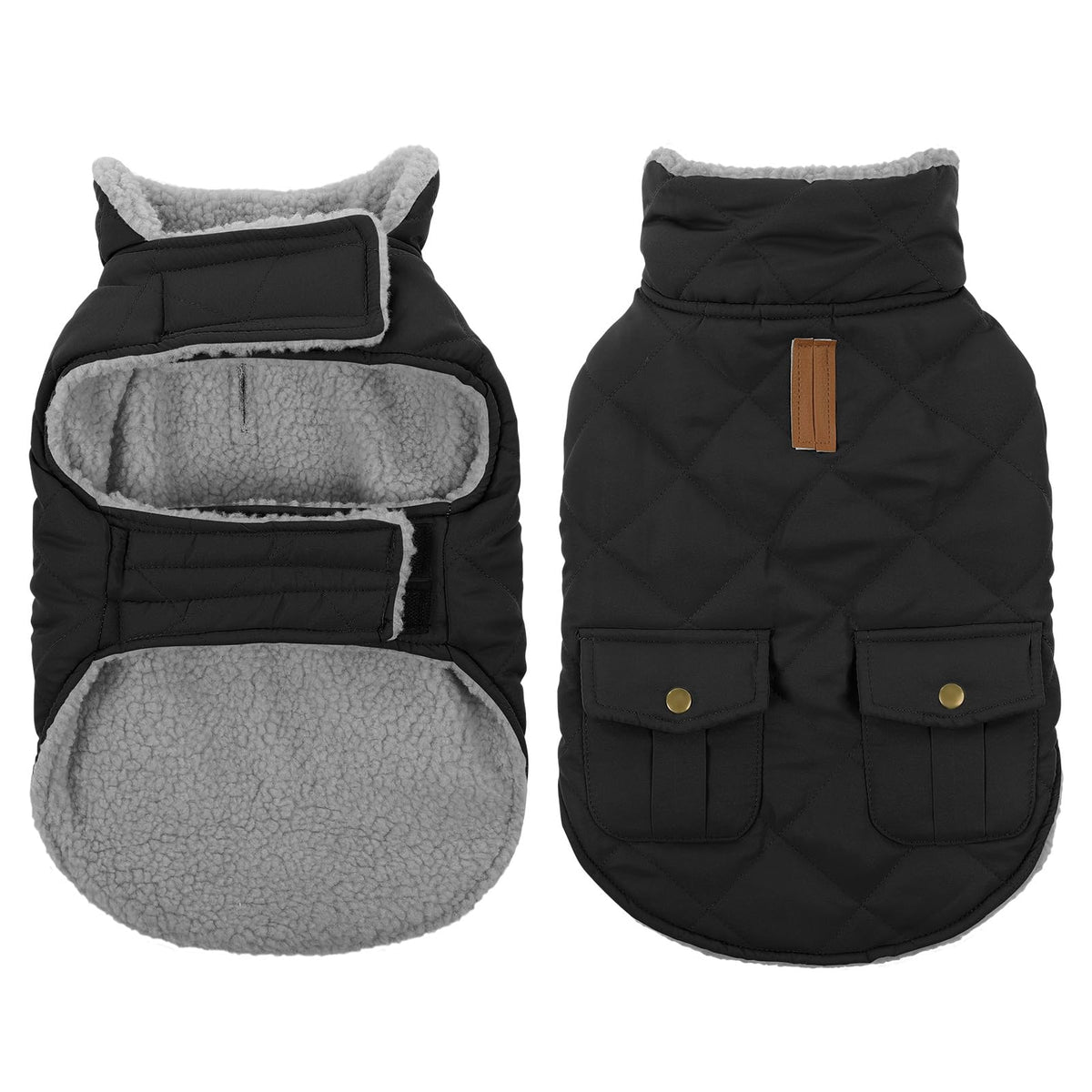 Queenmore dog winter coat outer shell demonstrates windproof warmth for cold walks.