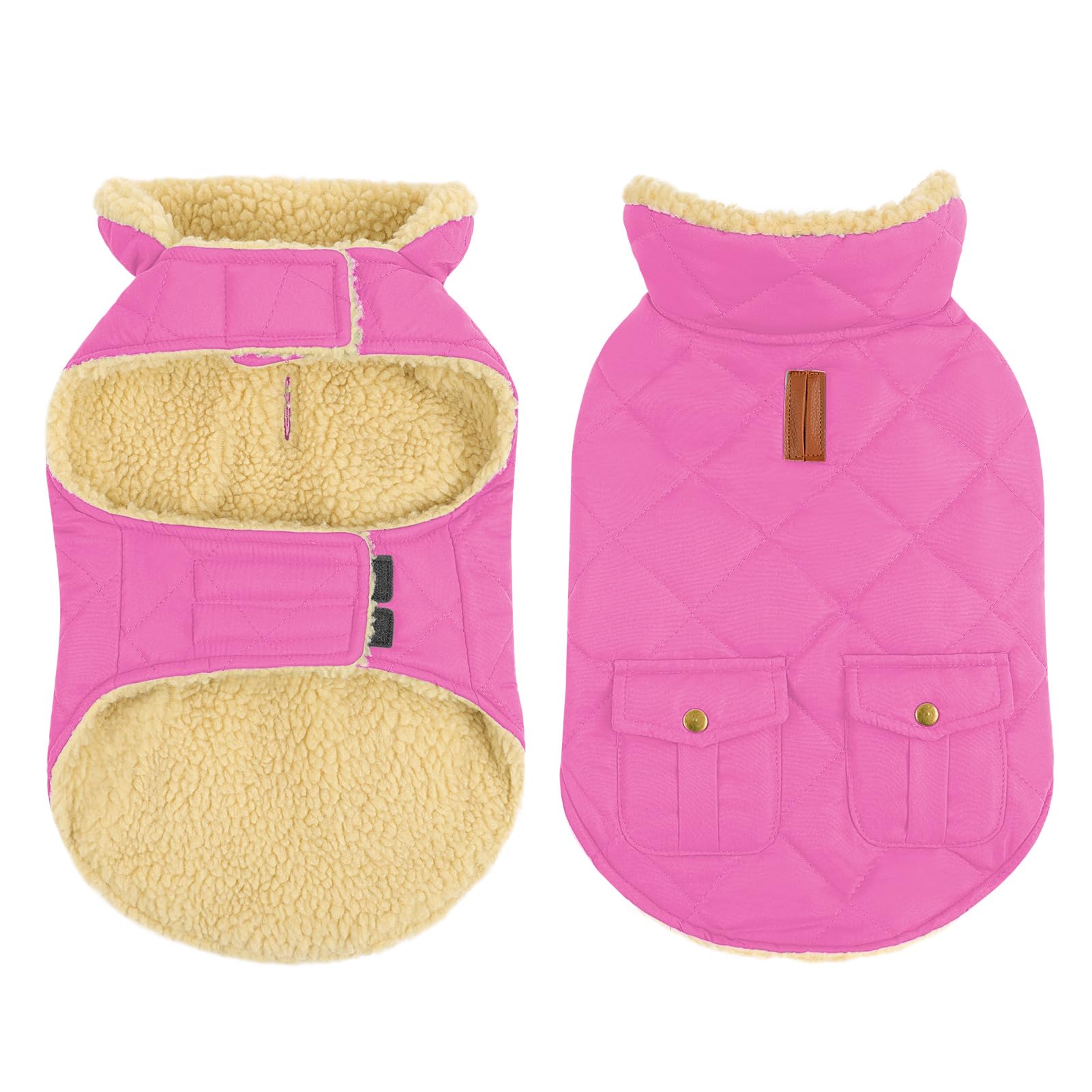 Queenmore pink front view dog coat with ultra-warm padding