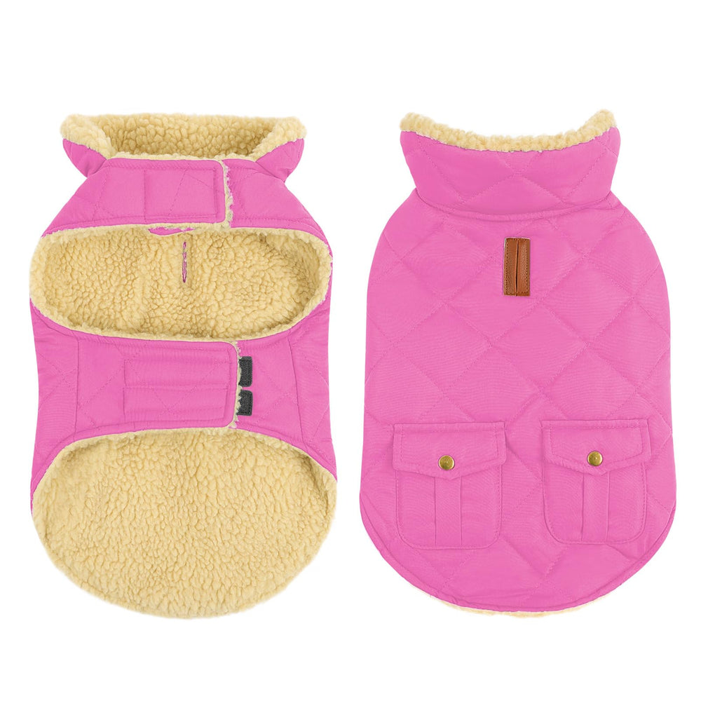 Queenmore pink front view dog coat with ultra-warm padding