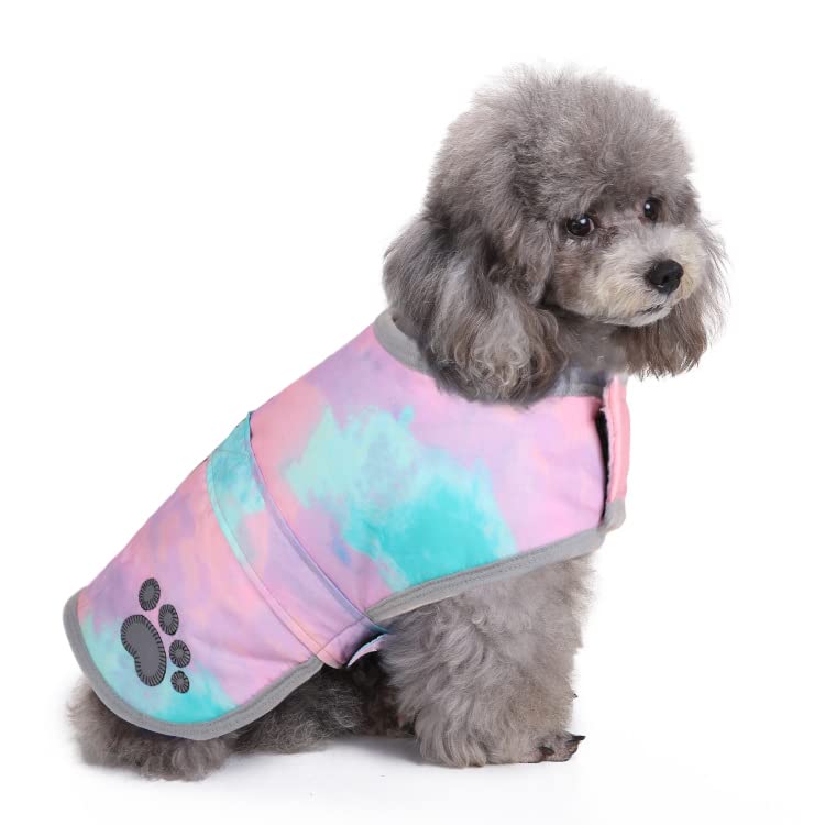 Queenmore dog winter coat tie-dye front view for warm, cozy walks.