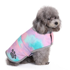 Queenmore dog winter coat tie-dye front view for warm, cozy walks.