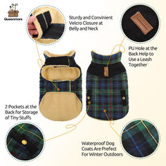 Queenmore Dog Winter Coat turn-down collar design adds warmth and style on windy days.